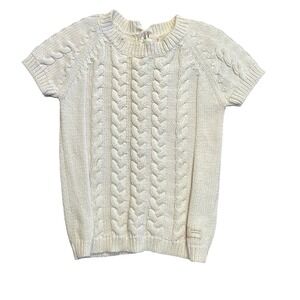 Odd Molly Cable Knit Short Sleeve Sweater Top Lace Up Back Detail Size 0